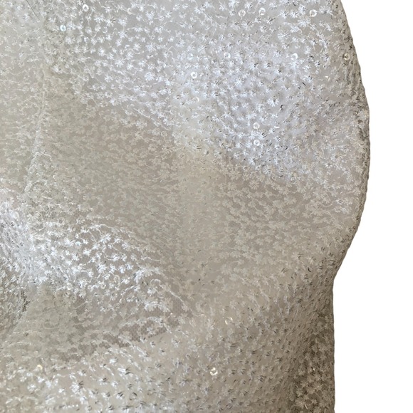 Vera Wang Sexy Elegant White High Slit Sequin Gown With Plunging Choker Neck - Picture 12 of 16